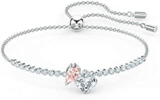 Swarovski Attract Soul Bangle Bracelet with Square Cut Clear Crystal on a Rhodium Plated Setting with Matching Chain