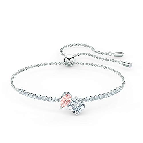 Swarovski Attract Soul Bangle Bracelet with Square Cut Clear Crystal on a Rhodium Plated Setting with Matching Chain