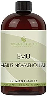 Australian Emu Oil - 7 Times Refined - 100% Pure, Rendered, All Natural, Organic - 8 oz - Premium Pharmaceutical Grade A for Hair Face Body Pain Relief Joint Pain Muscle Hair Growth Beard Nail Cuticles by Organic Pure Oil