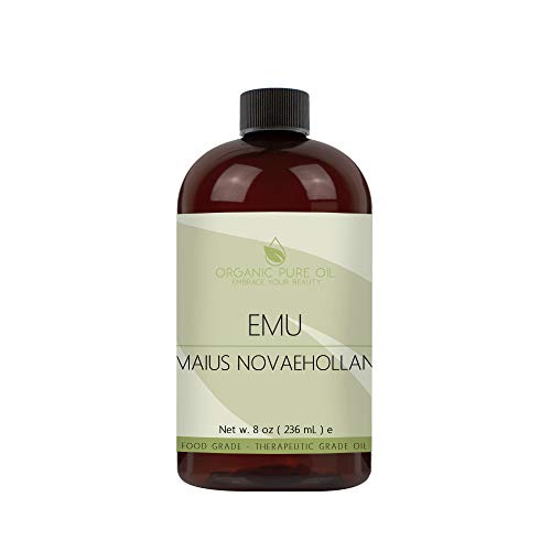 Australian Emu Oil - 7 Times Refined - 100% Pure, Rendered, All Natural, Organic - 8 oz - Premium Pharmaceutical Grade A for Hair Face Body Pain Relief Joint Pain Muscle Hair Growth Beard Nail Cuticles by Organic Pure Oil