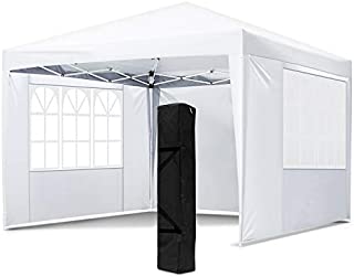 OKVAC 10x10 FT Pop Up Canopy Tent, Portable Commercial Instant Shelter, Adjustable Height Outdoor Event Gazebos with 4 Removable Sidewalls and Carry Bag, for Wedding, Beach, Party, Picnic (White)