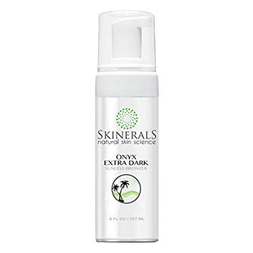 Skinerals Onyx Extra Dark Self Tanner Sunless Tanning Mousse Bronzer with Natural and Organic Ingredients for Safe Tan on Body and Face (8 Ounce)