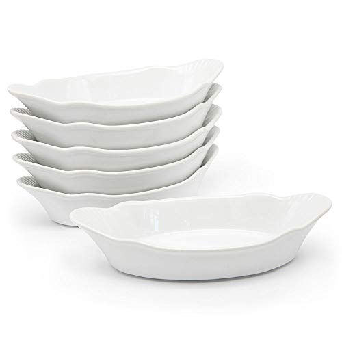 Au Gratin Dish, by KooK, Fine Ceramic Make, Oven Safe, Bakeware, 9in, 18oz, Set of 6