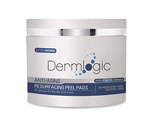 Anti Aging Resurfacing Peel Pads- Triple Action Chemical Peel Pads Combined with Glycolic, Lactic, and Salicylic Acids. Smooths Fine Lines, Wrinkles, Dark Spots, and Imperfections to Enhance the Skin.
