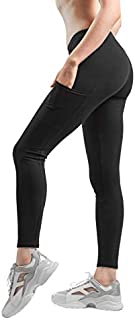 Sheebo Womens Cotton Spandex Basic Full Length Classic Pockets Leggings Pants (Black, Small)