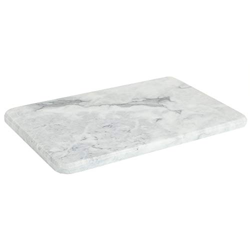 Home Basics Multi-Purpose Pastry Marble Cutting Board Slab with Non-Slip Feet for Stability & Scratch Protection for Countertop, Easy to Clean, Trivet, White