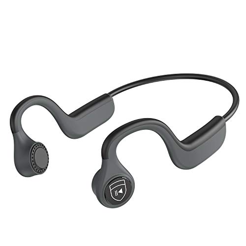 IYY Bone Conduction Headphones Wireless Bluetooth Earphones IP55 Waterproof Sports Open-Ear Headsets for Running Driving Cycling Meeting (Gray)