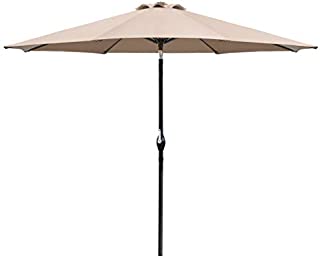 Flamaker 9 FT Patio Umbrella Tilts Outdoor Umbrella Picnic Table Umbrella Pool Umbrella for Garden, Deck, Backyard and Beach (Beige)