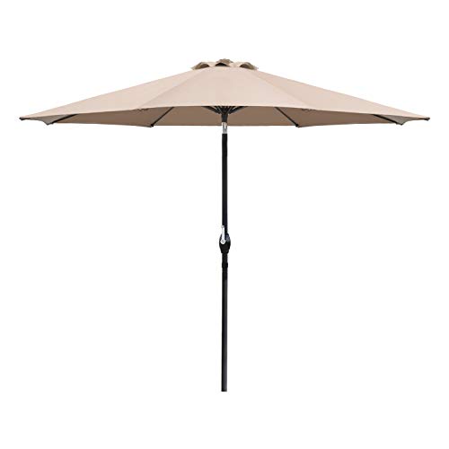 Flamaker 9 FT Patio Umbrella Tilts Outdoor Umbrella Picnic Table Umbrella Pool Umbrella for Garden, Deck, Backyard and Beach (Beige)