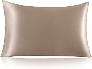 ZIMASILK 100% Mulberry Silk Pillowcase for Hair and Skin,with Hidden Zipper,Both Side 19 Momme Silk,600 Thread Count, 1pc (Queen 20''x30'', Taupe)