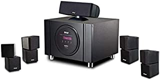 5.1 Channel Home Theater Speaker System - 300W Bluetooth Surround Sound Audio Stereo Power Receiver Box Set w/ Built-in Subwoofer, 5 Speakers, Remote, FM Radio, RCA - Pyle PT589BT,Black