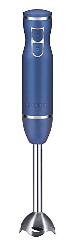 Chefman Immersion Stick Hand Blender Stainless Steel Shaft & Blades, Powerful 300 Watts Ice Crushing & Soap Making 2-Speed Control One Hand Mixer, Soft Silk Touch Grip - Midnight Blue