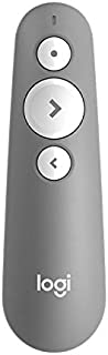 Logitech R500 Laser Presentation Remote (Mid-Grey) with Dual Connectivity Bluetooth or USB for PowerPoint, Keynote, Google Slides, Prezi