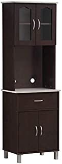 Hodedah Top and Bottom Enclosed Kitchen Cabinet, Chocolate-Grey