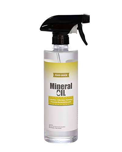 Premium 100% Pure Food Grade Mineral Oil, 16oz Spray Bottle, Butcher Block and Cutting Board Oil