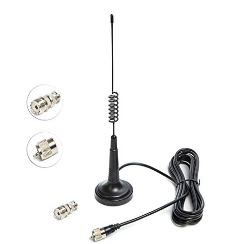 CB Antenna 14 Inch for Handheld CB Radio 27 Mhz Antenna Full Kit with Heavy Duty Magnet Small Mount PL-259 Connector Mobile/Car Radio Antenna Equipped with BNC to SO-239 Adapter by LUITON