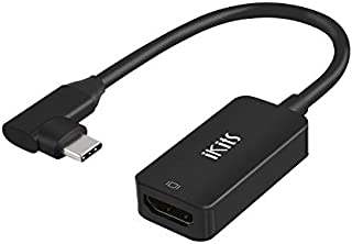 USB C to HDMI Cable Adapter 4K/60Hz- IKITS Right Angle 90°USB Type C Thunderbolt 3 HDMI Female Adapter for MacBook Pro/Air, iMac, iPad Pro,Pixelbook,Dell XPS, Surface,Galaxy to TV,Monitor,Projector