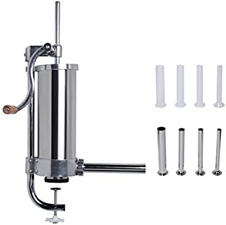 Gekufa Vertical Sausage Stuffer Homemade Sausage Maker Stainless Steel Meat Filler Kit with 8 Pcs Filling Nozzles 4 Size(6LBS/3L)