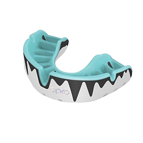 OPRO Platinum Level Mouthguard | Gum Shield for Rugby, Hockey, Boxing, and Other Contact Sports - 18 Month Dental Warranty (Mint/Pearl/Black)