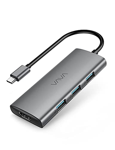 VAVA USB C Hub, 7-in-1 USB C Adapter for MacBook/Pro/Air (Thunderbolt 3), with 4K USB-C to HDMI, 3 USB 3.0 Ports, SD/TF Cards Reader, 100W Power Delivery Dock for iPad Pro/MacBook/Type C Devices