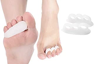 ERGOfoot 4PCS 3 Loop Gel Hammer Toe Pads Cushion Corrector & Straightener for Overlapping,Curled, Curved, Claw & Mallet Toe Relief - Right & Left