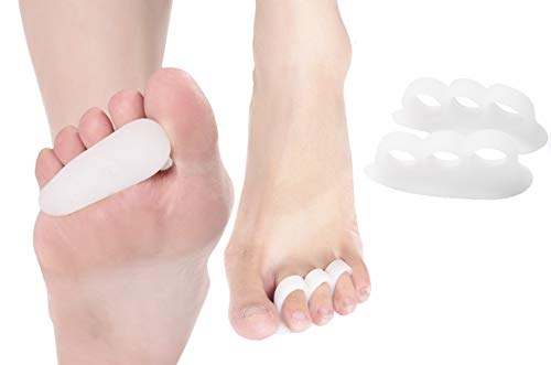 ERGOfoot 4PCS 3 Loop Gel Hammer Toe Pads Cushion Corrector & Straightener for Overlapping,Curled, Curved, Claw & Mallet Toe Relief - Right & Left