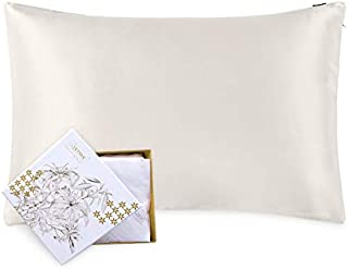 LilySilk Silk Pillowcase for Hair and Skin-100% Mulberry Silk 19 Momme Both Sides Silk Bed Pillow Cover with Hidden Zipper, 1 Pc (Queen Size, 20''x30'', Ivory)