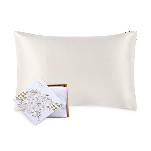 LilySilk Silk Pillowcase for Hair and Skin-100% Mulberry Silk 19 Momme Both Sides Silk Bed Pillow Cover with Hidden Zipper, 1 Pc (Queen Size, 20''x30'', Ivory)