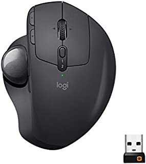 Logitech MX Ergo Wireless Trackball Mouse Adjustable Ergonomic Design, Control and Move Text/Images/Files Between 2 Windows and Apple Mac Computers (Bluetooth or USB), Rechargeable, Graphite - Black