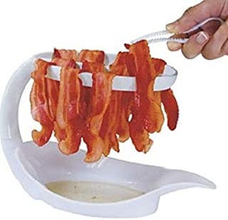 microwave bacon cooker, Kitcheness bacon bowl, Fat Reducer turkey bacon rack, bacon grease container, bacon thick cut