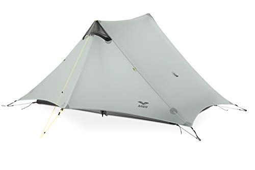 MIER Ultralight Tent 3-Season Backpacking Tent for 1-Person or 2-Person Camping, Trekking, Kayaking, Climbing, Hiking (Trekking Pole is NOT Included), Grey, 2-Person