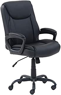 Amazon Basics Classic Puresoft PU-Padded Mid-Back Office Computer Desk Chair with Armrest - Black