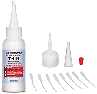 Starbond EM-02 Super Fast Thin, Premium Instant CA (Cyanoacrylate Adhesive) Super Glue Plus Extra Cap and Microtips, 2 oz. (for Woodturning, Pen Turning, Hobby, Stabilizing, Finish, Inlay)