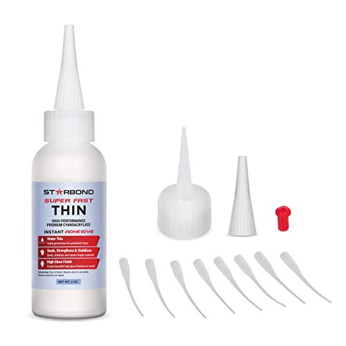 Starbond EM-02 Super Fast Thin, Premium Instant CA (Cyanoacrylate Adhesive) Super Glue Plus Extra Cap and Microtips, 2 oz. (for Woodturning, Pen Turning, Hobby, Stabilizing, Finish, Inlay)