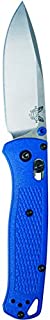 Benchmade - Bugout 535 EDC Manual Open Folding Knife, Drop-Point Blade, Plain Edge, Satin Finish, Blue Grivory Handle, Made in USA