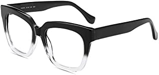 Firmoo Blue Light Blocking Glasses, Anti Eyestrain Anti Headache, Oversized Bagy Computer Glasses,Non-prescription Bluelight Blocker Eyewear for Women/Men (Black-Clear Frame)