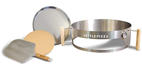 Made in USA KettlePizza Deluxe USA Pizza Oven Kit for Kettle Grills - Includes Stone and Metal Peel, KPDU-22