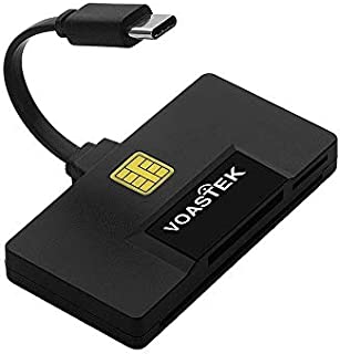 VOASTEK Smart Card Reader USB C, CAC Card Reader with 3 Slots SD/Micro SD Memory Card Reader Compatible with Mac, MacBook Pro, Chromebook and Other Type C Laptops