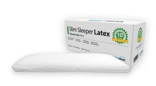 Elite Rest Slim Sleeper - Thin Latex Pillow, a Thin and Low Profile Pillow for Sleeping, Flat Pillow Design is Great for Stomach Sleepers, Thin Bed Pillow Measuring 2.75 inches