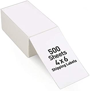 Fanfold 4x 6 Direct Thermal Shipping Labels Self Adhesive, 500 Postage Mailing Labels for Thermal Printer, Fangtek Soonmark Zebra Compatible