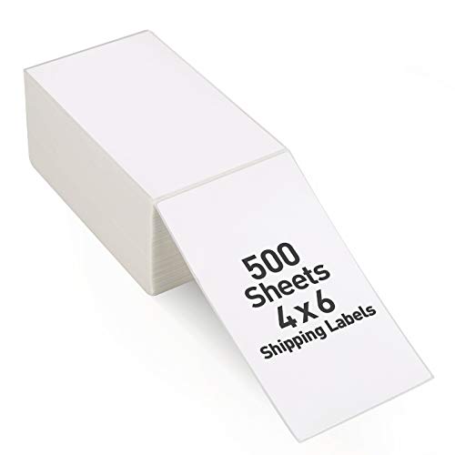 Fanfold 4x 6 Direct Thermal Shipping Labels Self Adhesive, 500 Postage Mailing Labels for Thermal Printer, Fangtek Soonmark Zebra Compatible