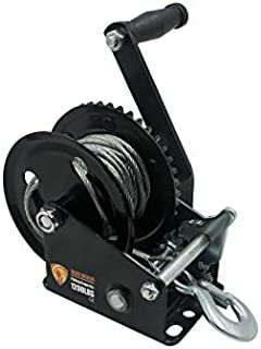 TYT 1200lb Boat Trailer Winch with Steel Cable, Hand Crank Winch with Hook, Heavy Duty 2 Gear Manual Winch with 4.1:1 Ratio for ATV UTV Trailer Truck Boat