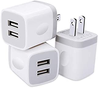 USB Plug, USB Wall Charger 3 Pack, GiGreen Dual Port USB Electrical Plug Cube 5V 2.1A Charging Block USB Outlet Plugs Compatible iPhone 11 XS X 8 7, LG V30 G8, Samsung S20 S10+ S9 S8 Note 9 8, Moto G6