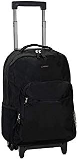 Rockland Double Handle Rolling Backpack, Black, 17-Inch