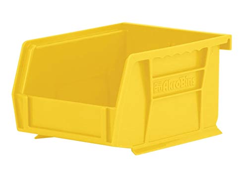 Akro-Mils 30210YEL AkroBins Plastic Storage Bin Hanging Stacking Containers, (5-Inch x 4-Inch x 3-Inch), Pack of 24, Yellow