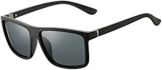 DeBuff Mens Square Polarized Sunglasses Stylish Driving Sun Glasses  TAC, UV400 (Matte Black/Grey)