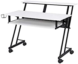 Acme Furniture Suitor Music Recording Studio Desk, White & Black