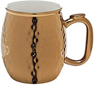 Moscow Mule Hammered Copper Porcelain Mugs for Cocktails and Ice Cold Beverages