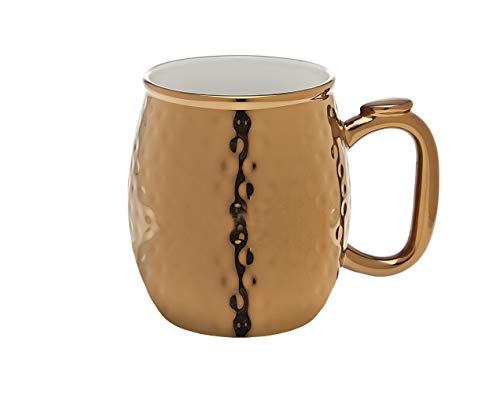 Moscow Mule Hammered Copper Porcelain Mugs for Cocktails and Ice Cold Beverages