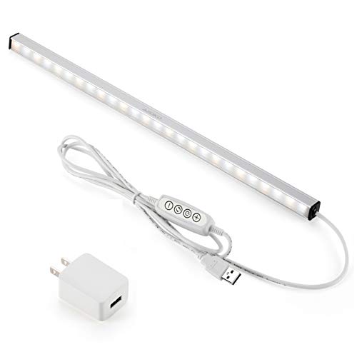 LED Under Cabinet Lighting Bar Built-in Magnets, Dimmable, 3 Color Temperature, 14.5 inches, USB Powered Counter Lighting Bar, LED Closet Light. (with UL Plug)